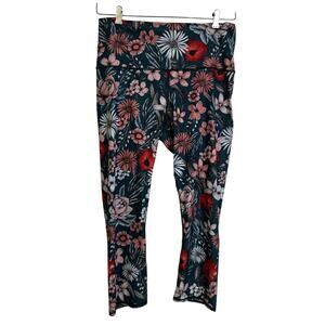High-Waist Floral Track Pants in Dark Teal
